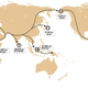 A map shows the Diffusion of bow and arrow out of Africa.